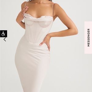 House of CB Dress, Myrna Satin Corset Midi Dress